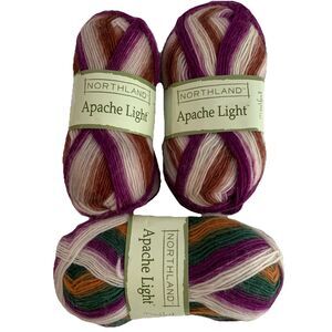 Northland Apache Light Yarn Lightweight 100% Wool 153 Yards New Lot Of 3 Skeins